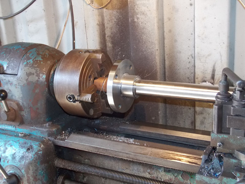 Propeller shaft on lathe